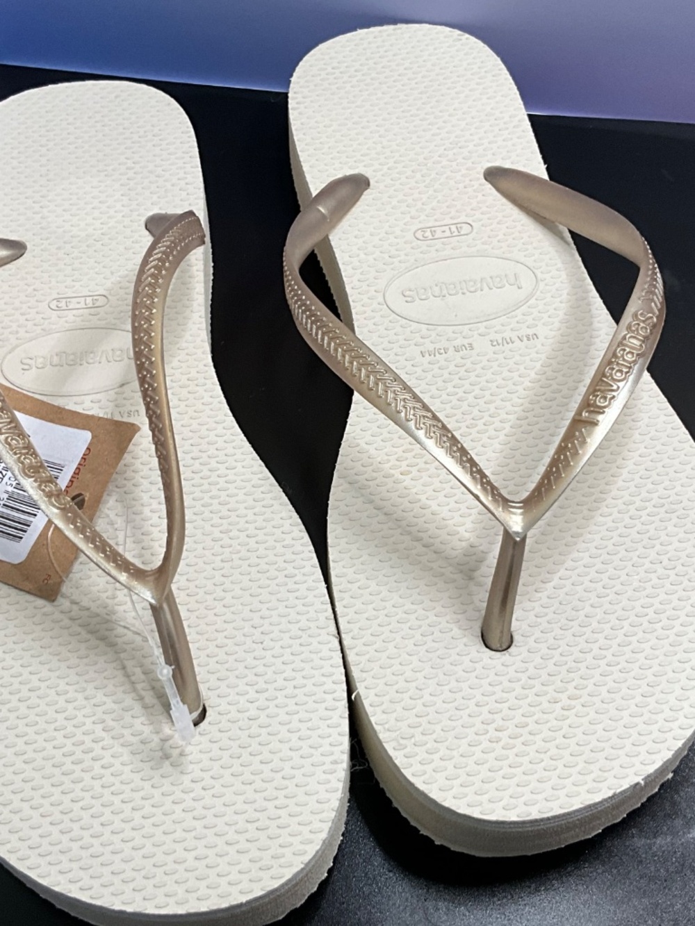 Havianas Slim Flatform Flip-Flops-Beige NWT US Women’s 10/Men’s 8.5/EU41-42 - Picture 2 of 6